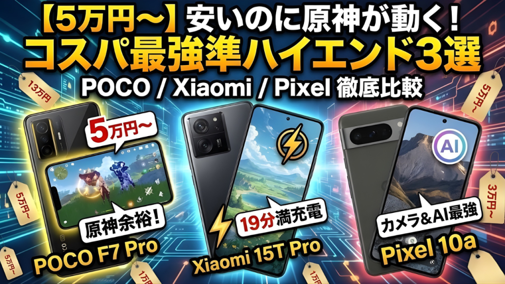 【5万円〜】安いのに原神が動く！コスパ最強の準ハイエンドスマホおすすめ3選【POCO / Xiaomi / Pixel】