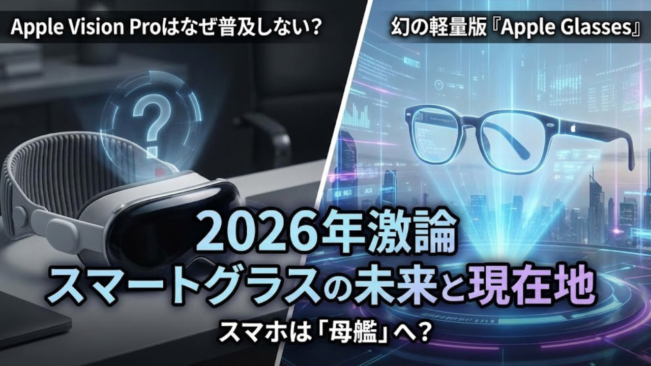 【2026年激論】スマートグラスの未来と現在地。『Apple Vision Pro』はなぜ普及しない？幻の軽量版『Apple Glasses』