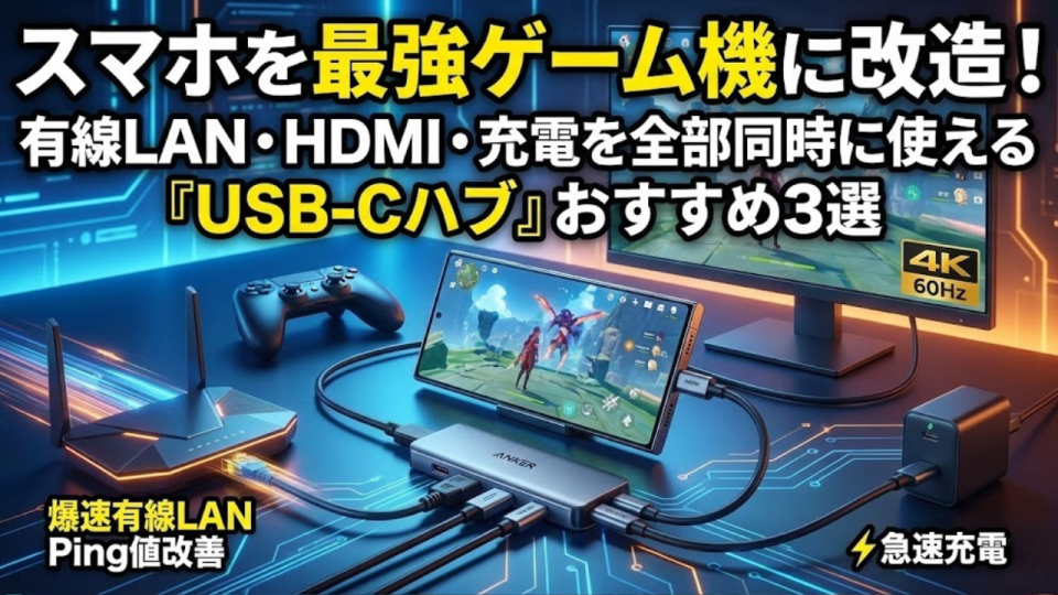 スマホを最強ゲーム機に改造！有線LAN・HDMI・充電を全部同時に使える『USB-Cハブ』おすすめ3選