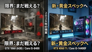 【2026年検証】GTX 1060 (6GB) / Core i5-8400で最新PCゲームはどこまで遊べる?買い替えの「リアルな限界点」
